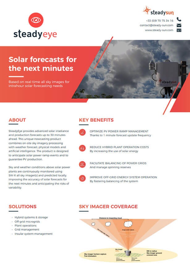 Next minutes irradiance forecast product sheet