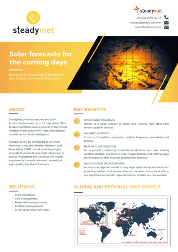 Day ahead solar forecasting product sheet